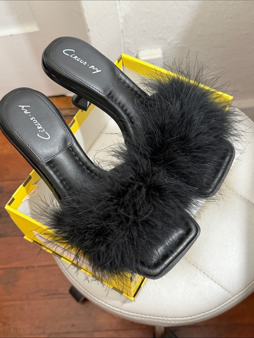 Circus by Sam Edelman Black Feather Slide Mules